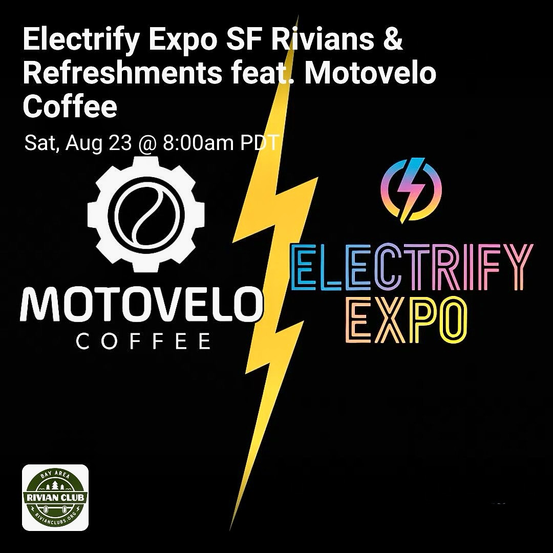 We’re hosting a Rivians & Refreshments meetup on Saturday, 8/23 from 8–9 AM—right outside the Expo gates.
Motovelo Coffee (founded by a fellow R1 owner) will be serving up seriously good coffee. Parking is limited to the first 50 Rivians to roll in—come early!
RSVP link in the bio!