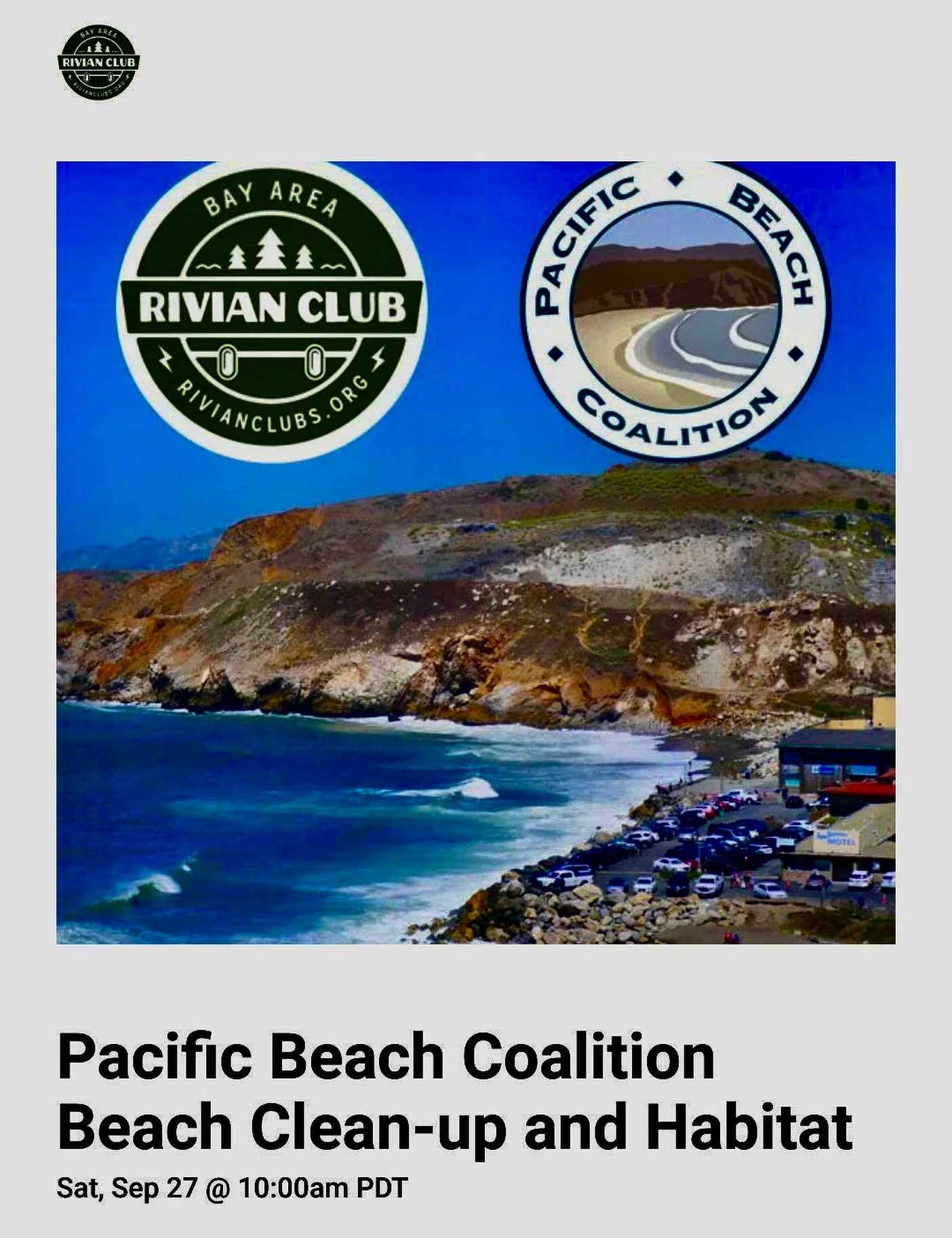 Sept 27 in Pacifica! 
We’re partnering with the @pacificbeachcoalition for a beach clean-up and habitat restoration before heading to the annual Pacifica Fog Fest. 
Join us to make an impact and celebrate by the sea! More info on our website or the link in our bio!